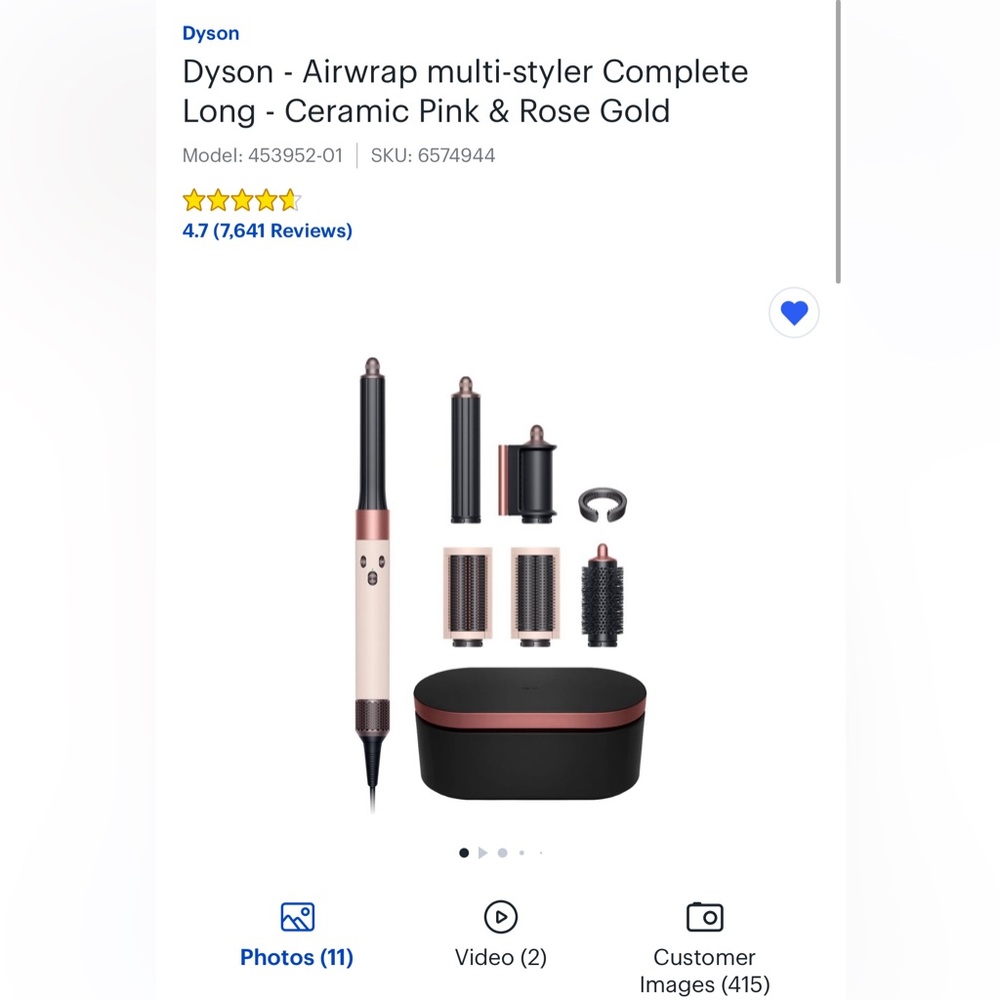 Dyson airwrap multistyler complete long. Ceramic Pink and Rose Gold.